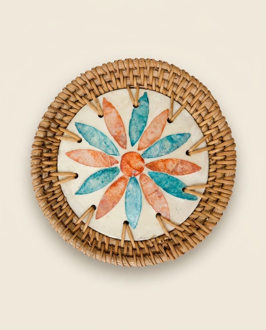 Capiz Coaster — Coral Bloom