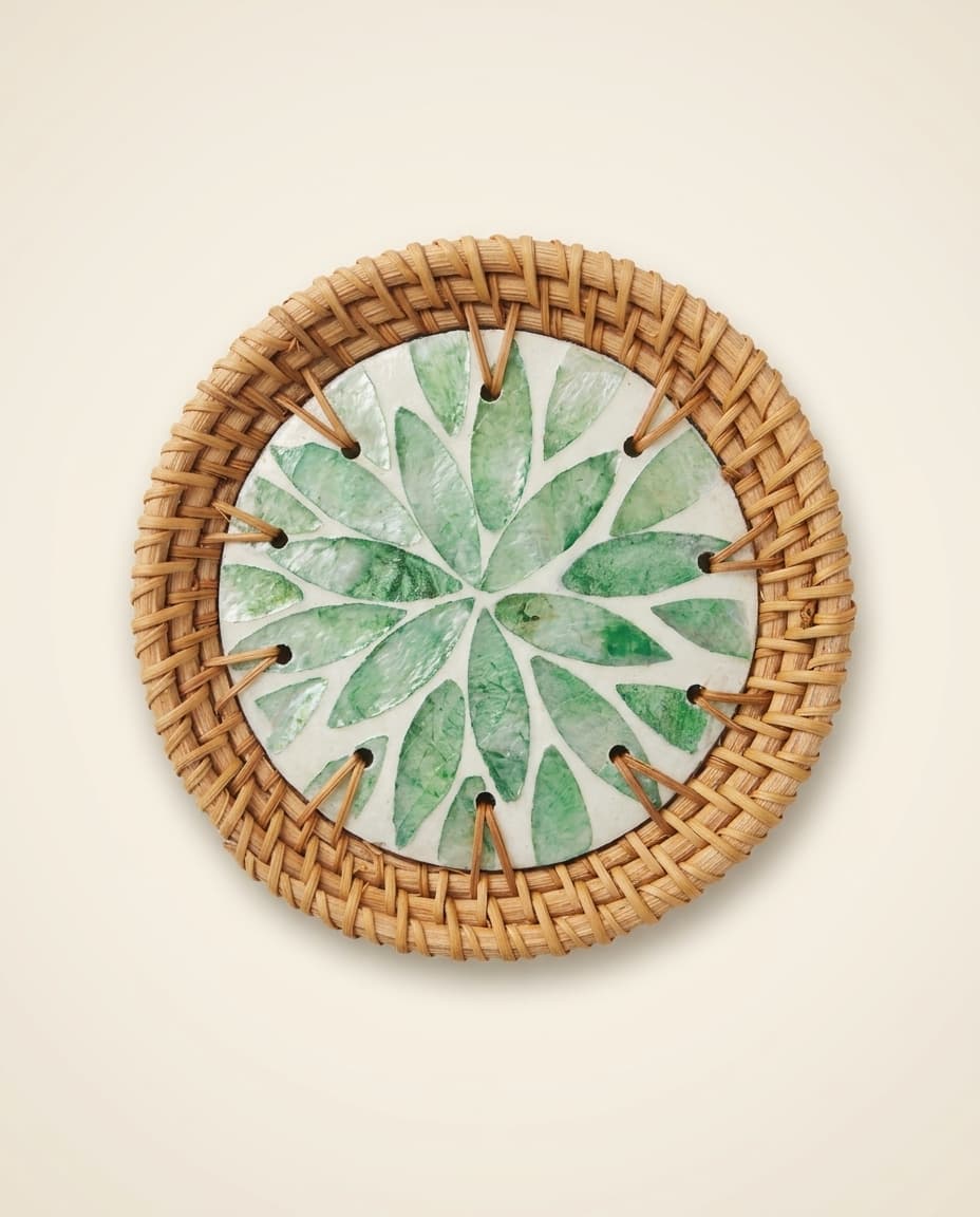 Capiz Coaster — Jade Leaf