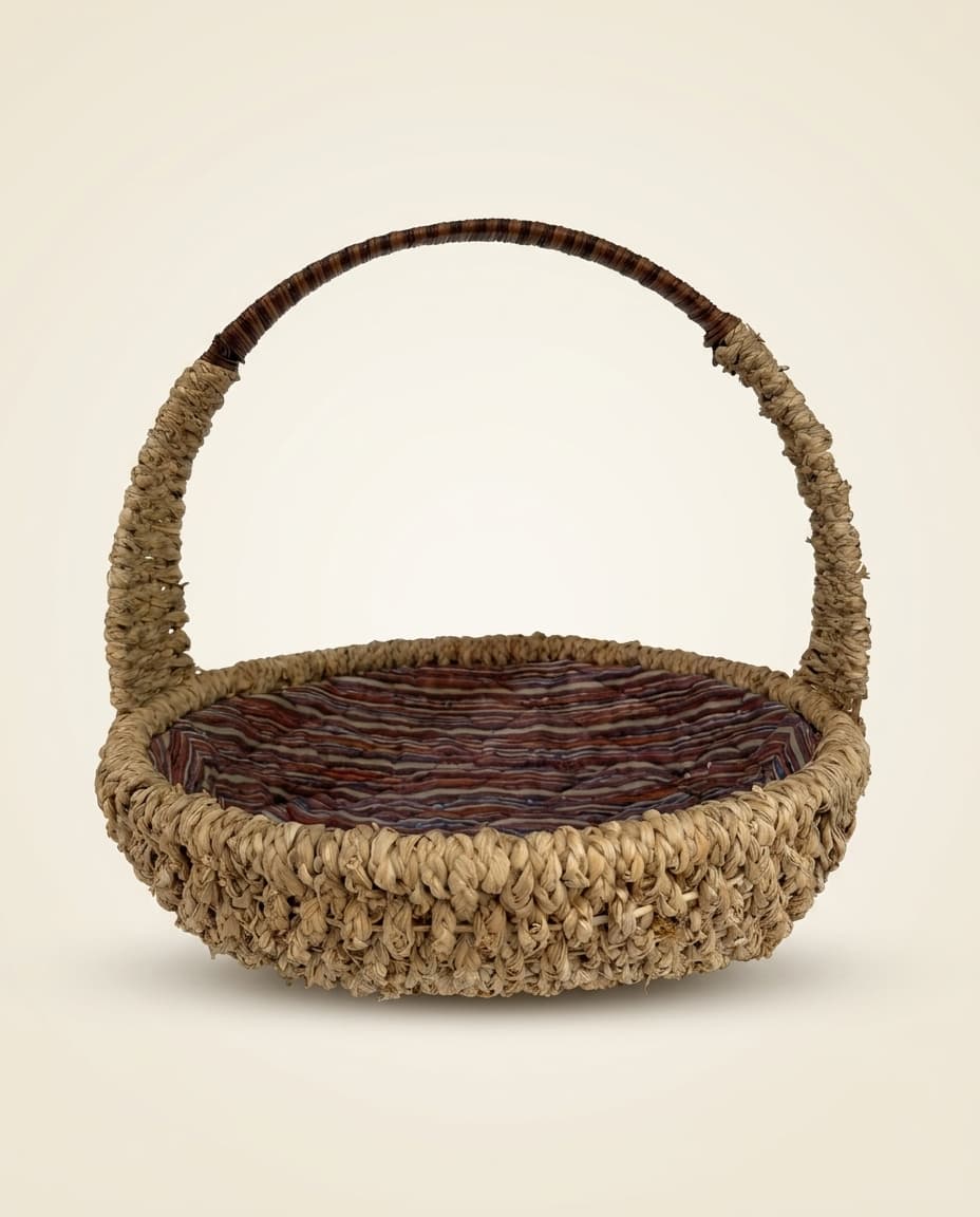 Jute Handle Basket — Woven Stripe