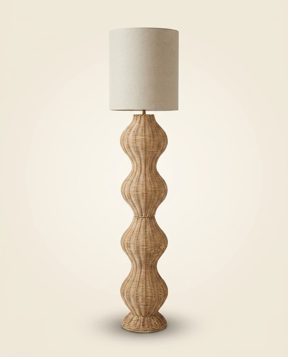 Gourd-Base Floor Lamp with Drum Shade view 2