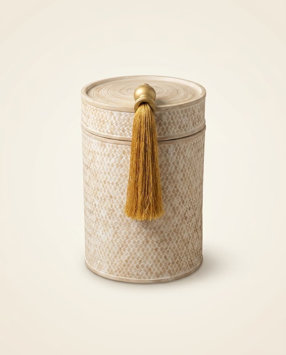 Lidded Basket with Rope Tassel