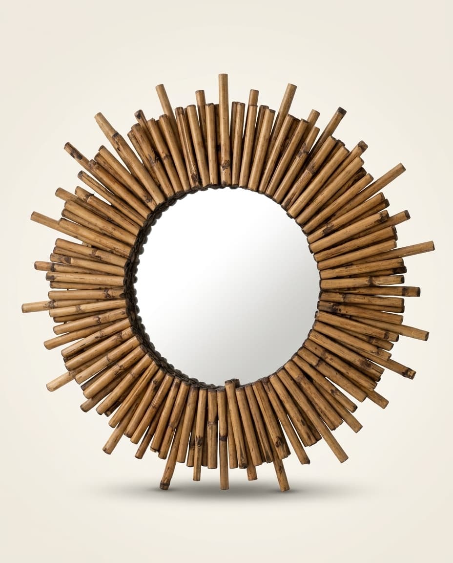 Bamboo Sunburst Mirror, Natural