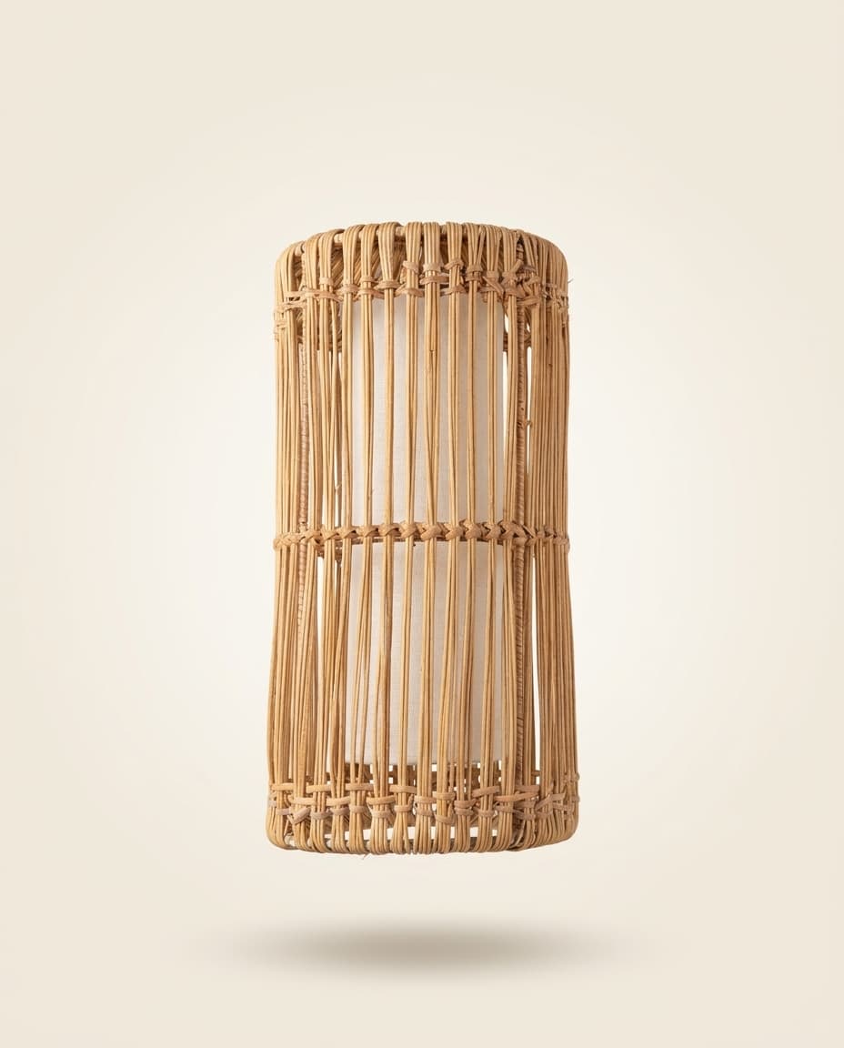 Slatted Bamboo Cylinder Lamp