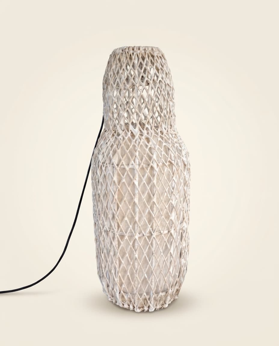 White Lattice Bottle Lamp