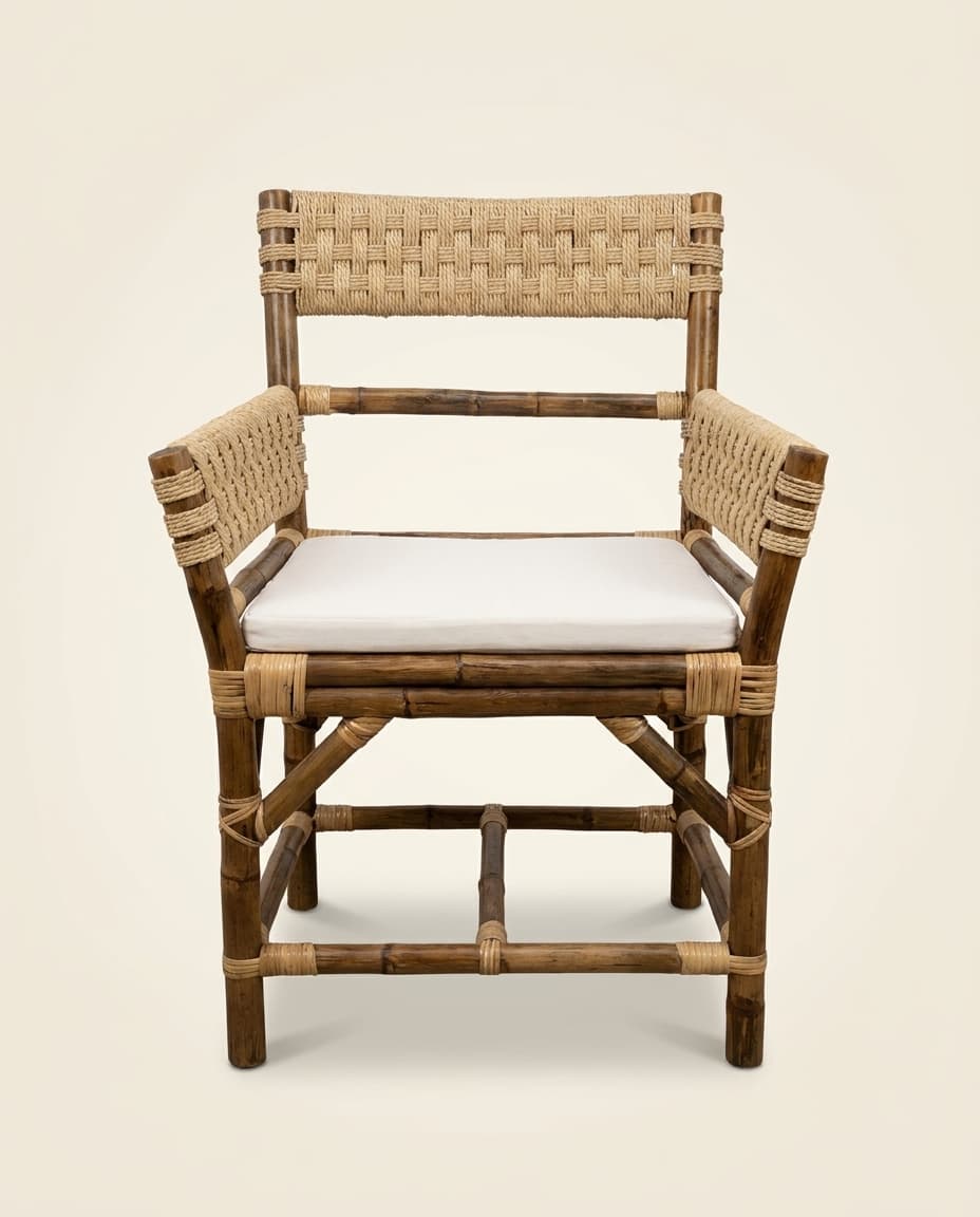 Bamboo Armchair, Woven Back