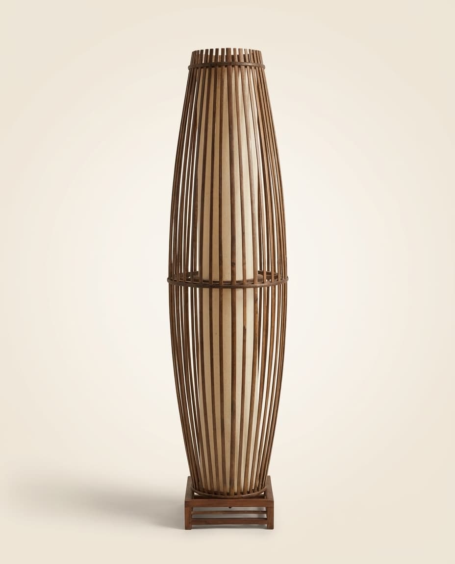 Barrel Slatted Bamboo Floor Lamp