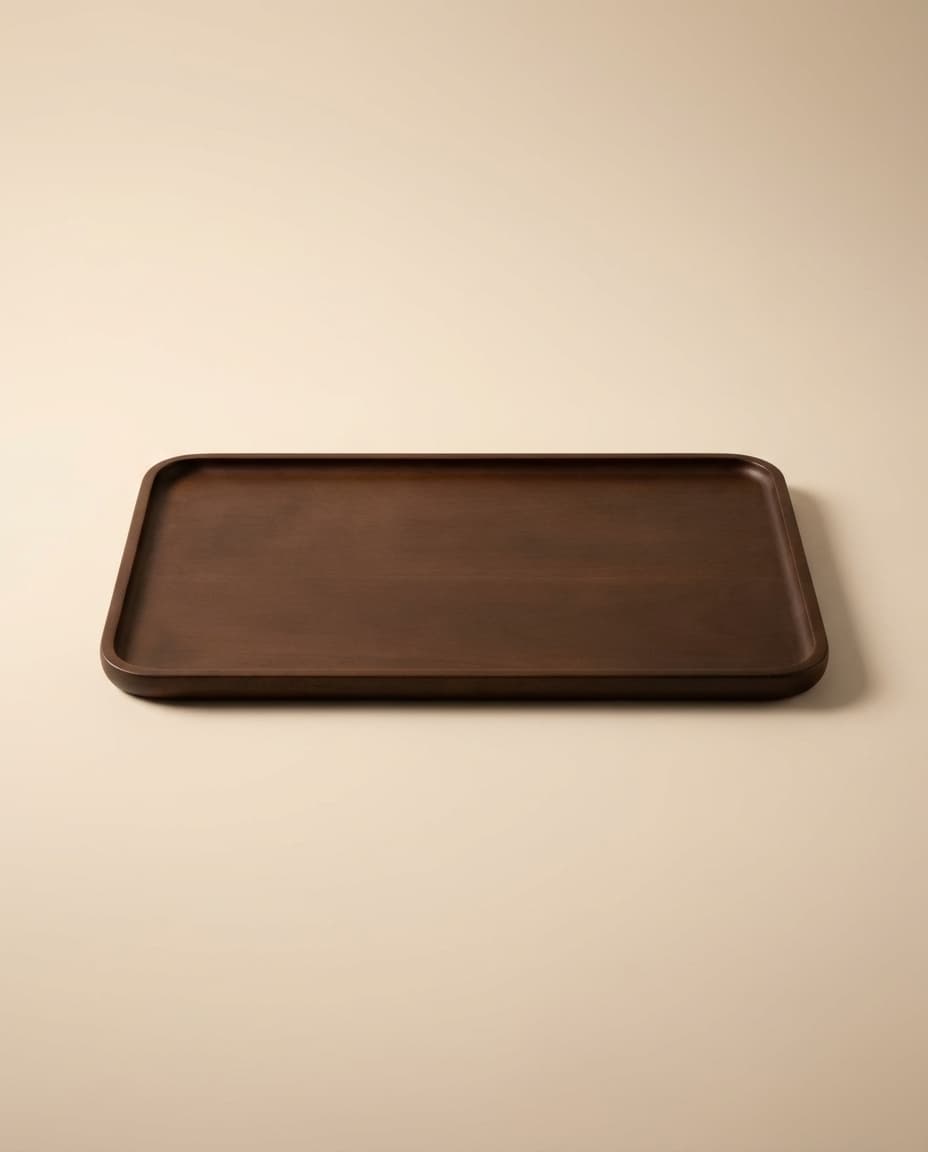 Plain Smooth Dark Rectangular Tray