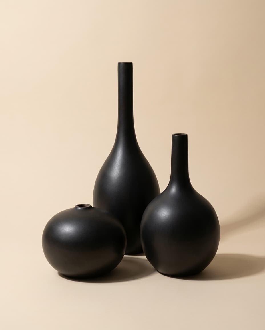 Full Black Vase Trio S/M/L