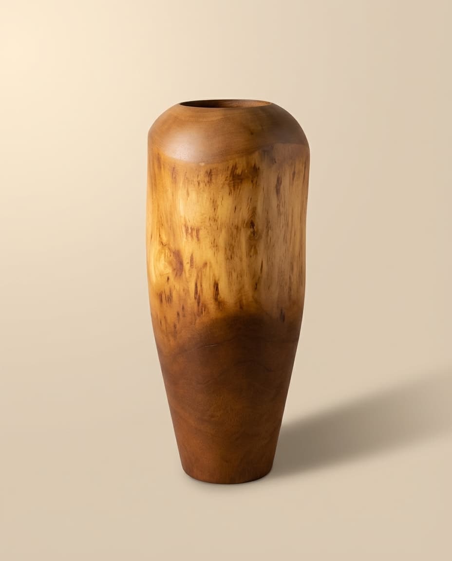 Exposed Wood Globe Vase