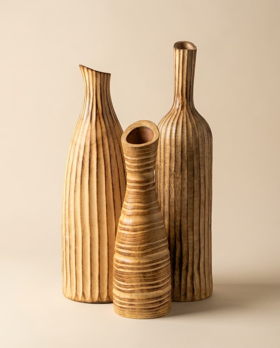 Flame Charred Vase Trio S/M/L