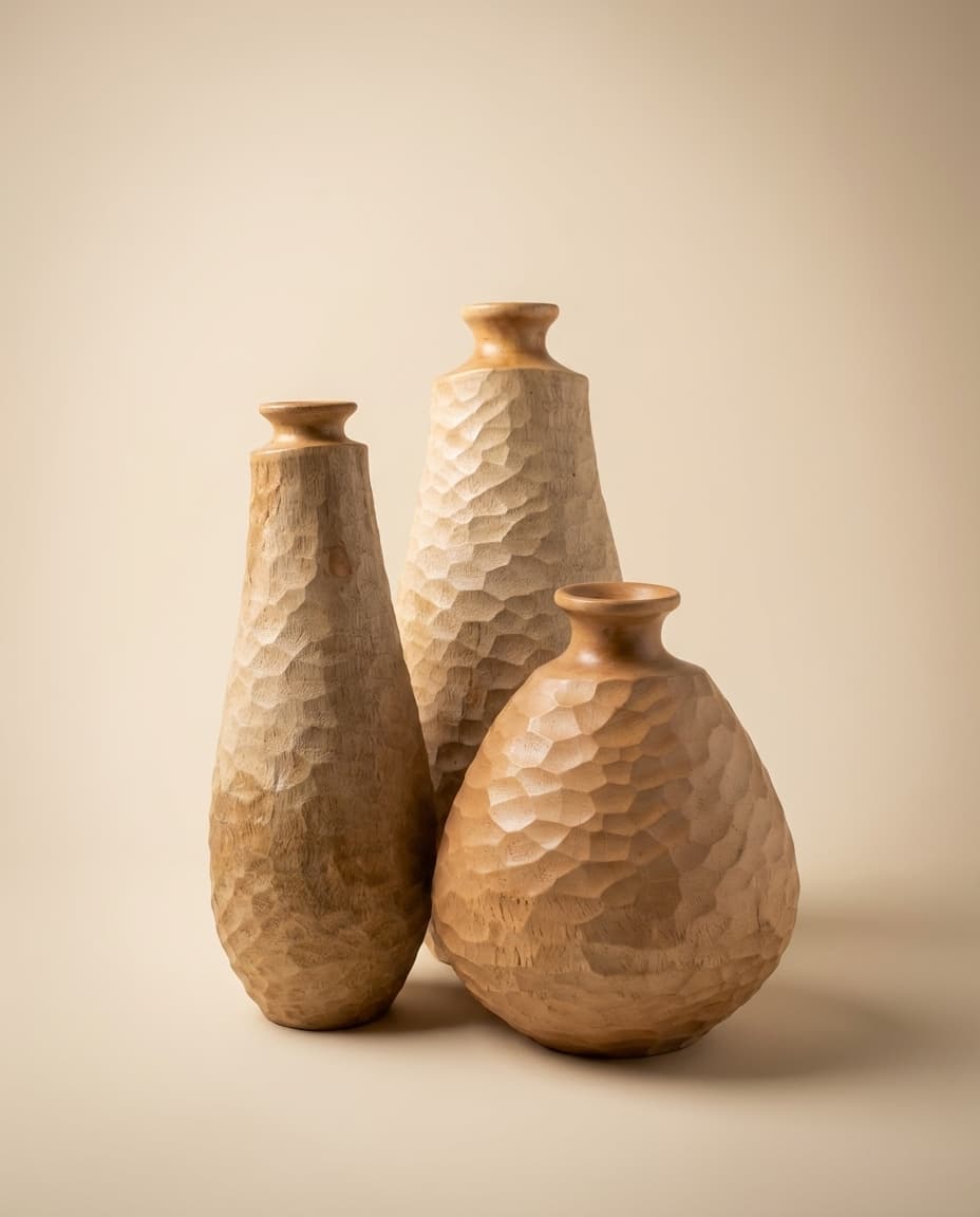 Carved Pattern Vase Trio S/M/L