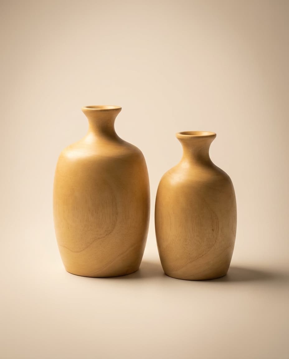 Plain Smooth Slender Vase Pair