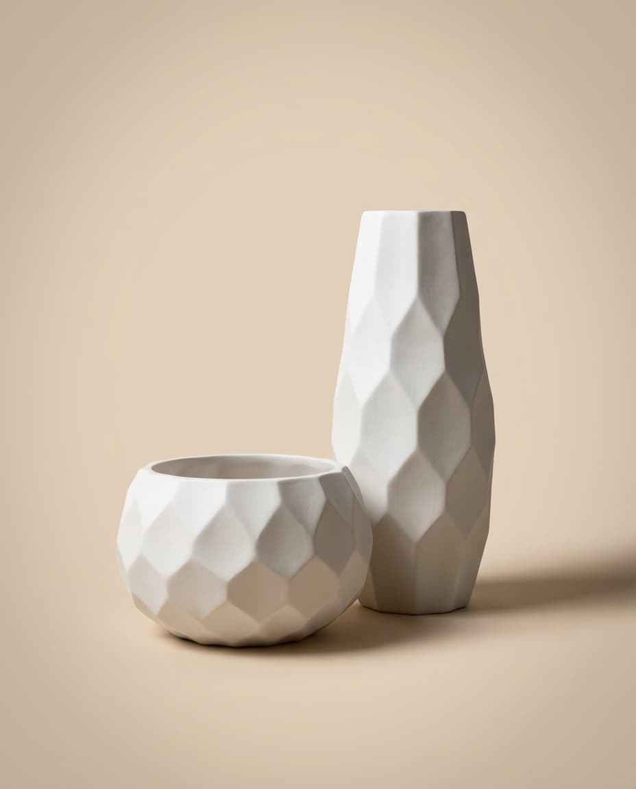 White Dipped Vase Pair S+L