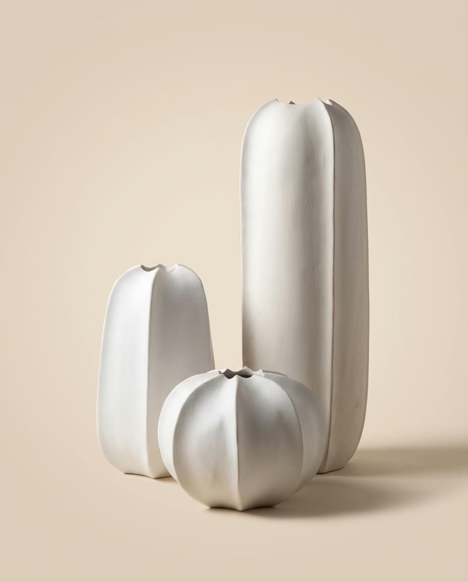 Full White Dipped Vase Trio S/M/L