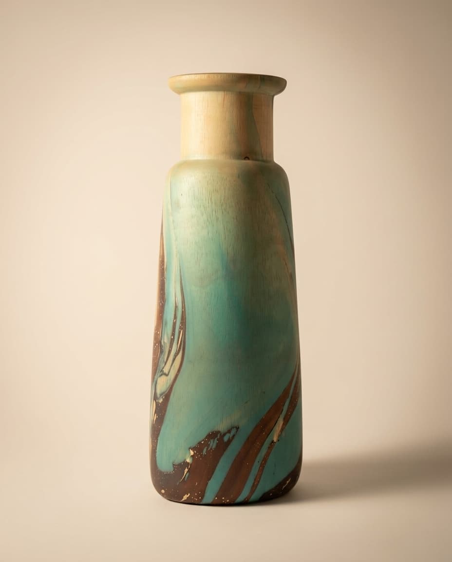 Turquoise Lipped Cylinder Vase view 2