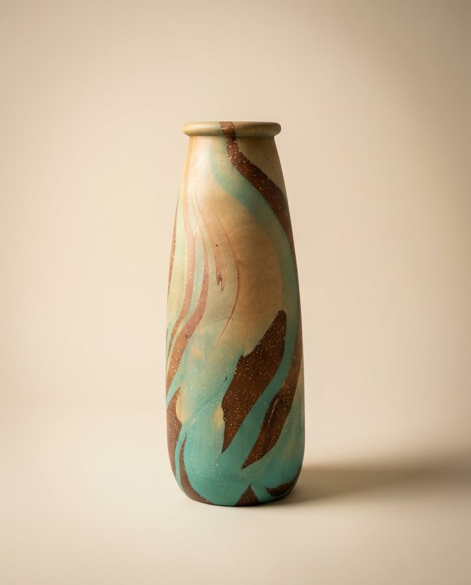 Turquoise Lipped Cylinder Vase view 3