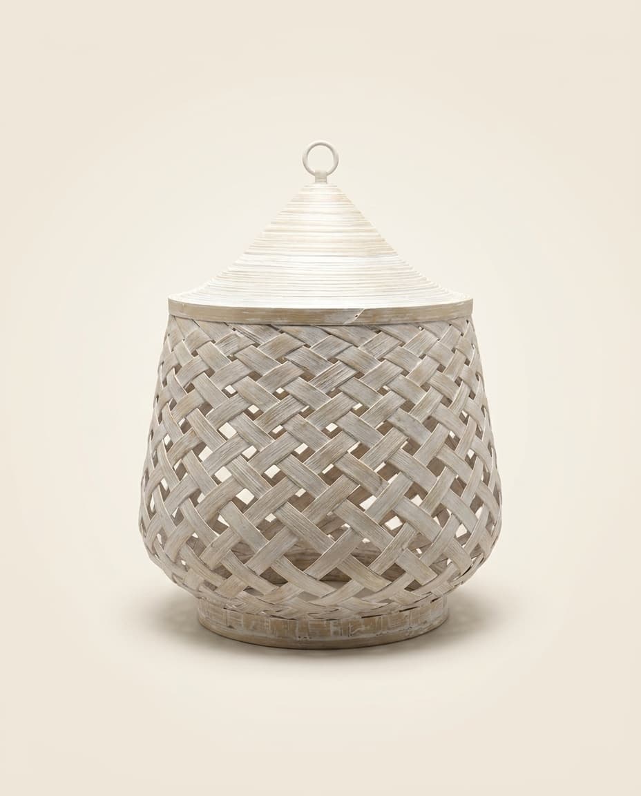 Lattice Lantern on Teak Stand