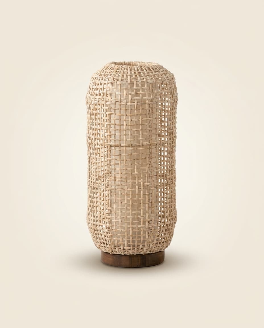Whitewash Cylinder Table Lamp