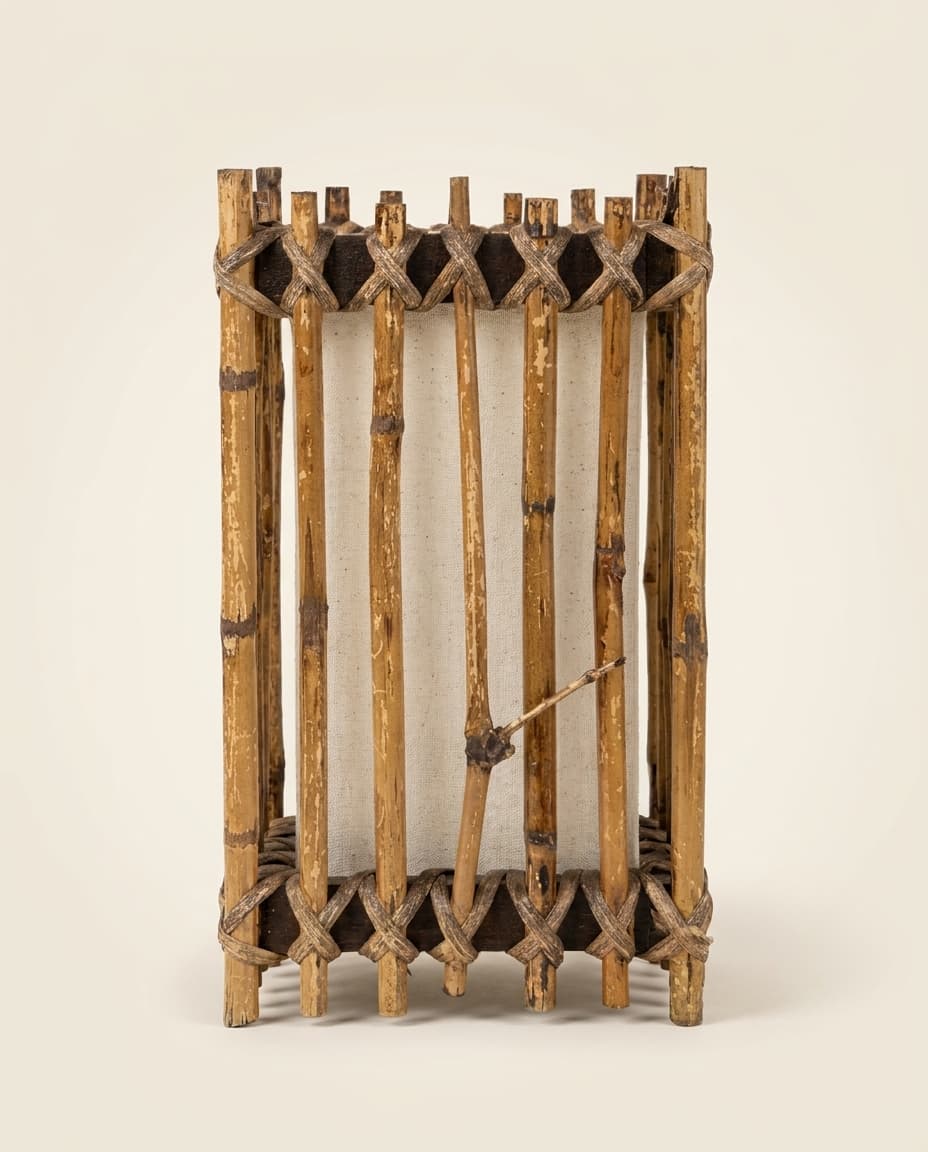 Square Bamboo Floor Lantern, Natural