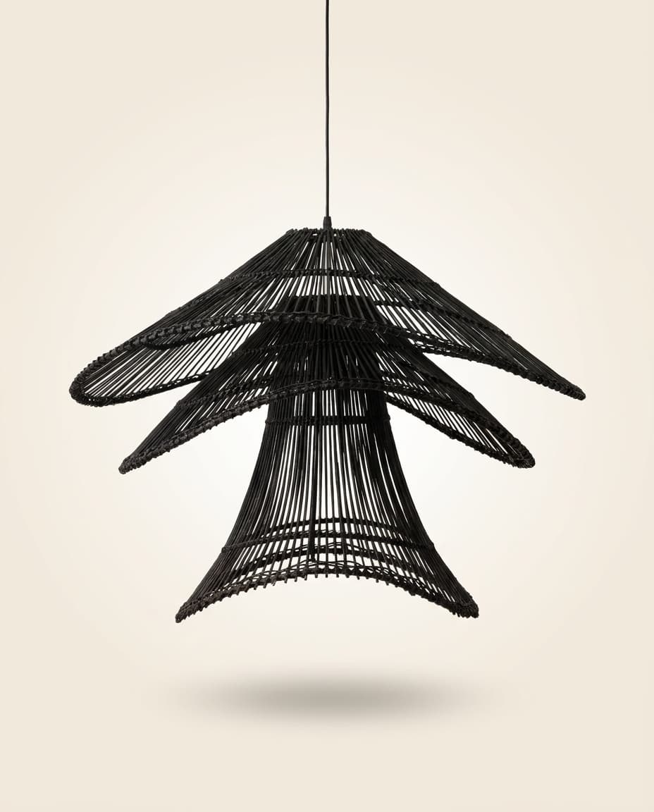 Black Spun-Rattan Pendant
