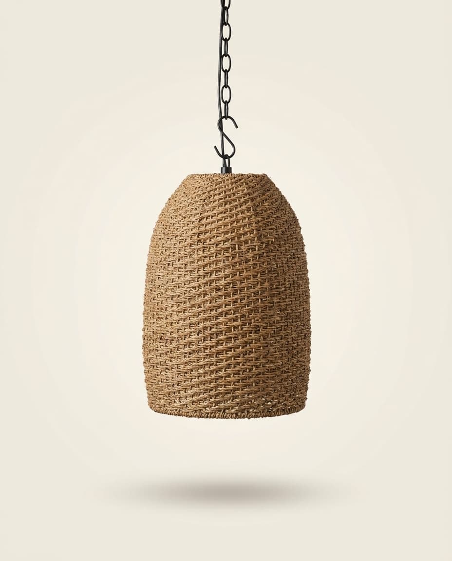 Woven Seagrass Cylinder Pendant