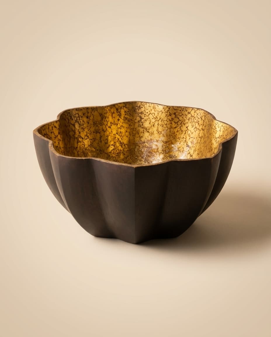 Scalloped Bowl, Gold-Leaf Interior