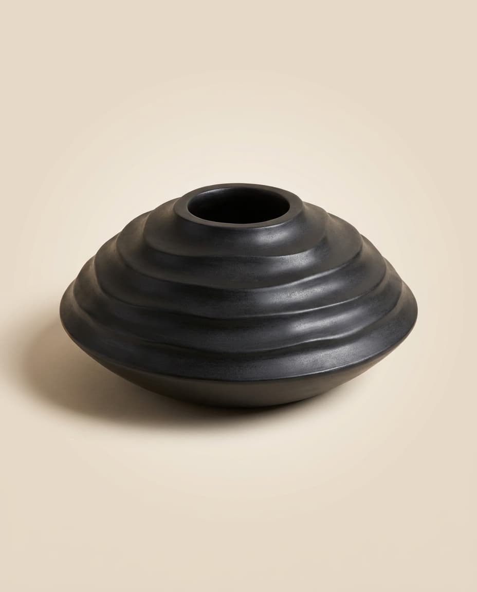 Black Stepped Low Bowl