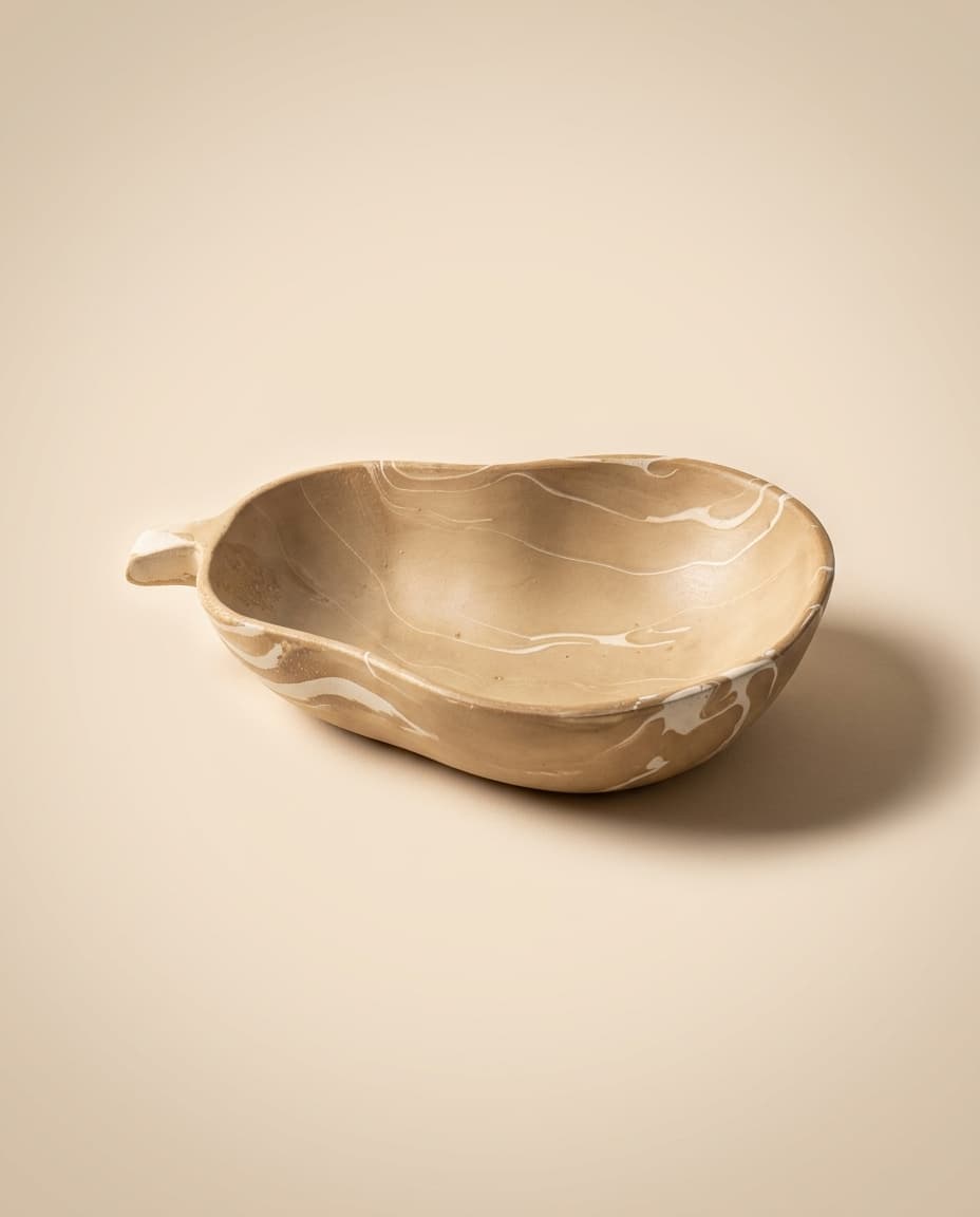 Marbled Pear Dish with Handle