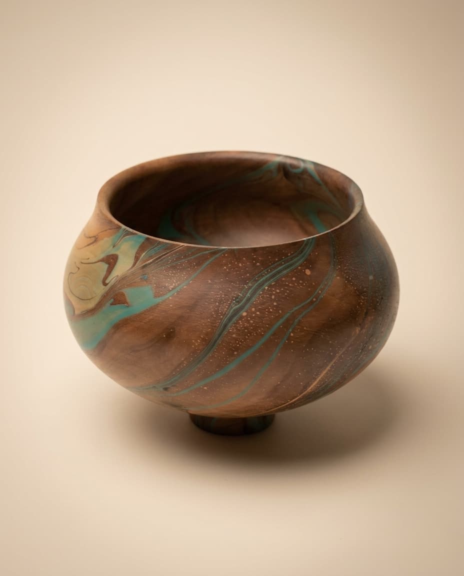 Turquoise Footed Round Bowl