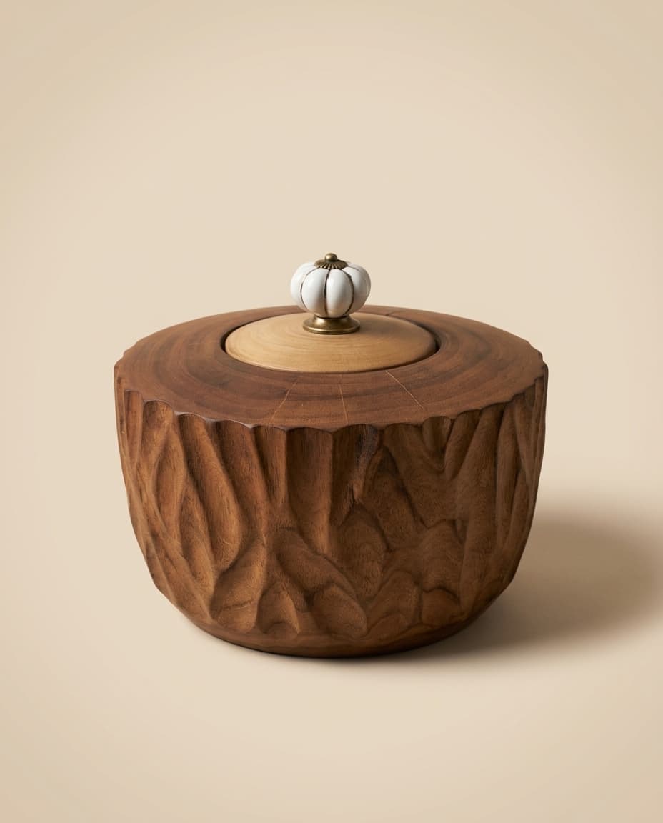 Carved Rosette Lidded Jar