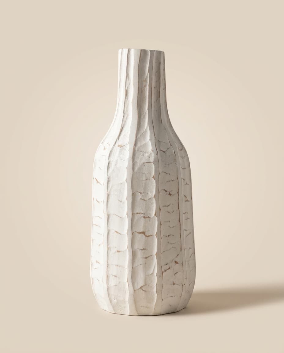 White Carved Bottle Vase