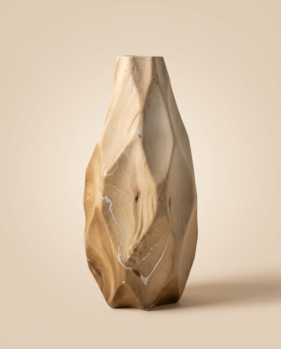 Marbled Faceted Vase