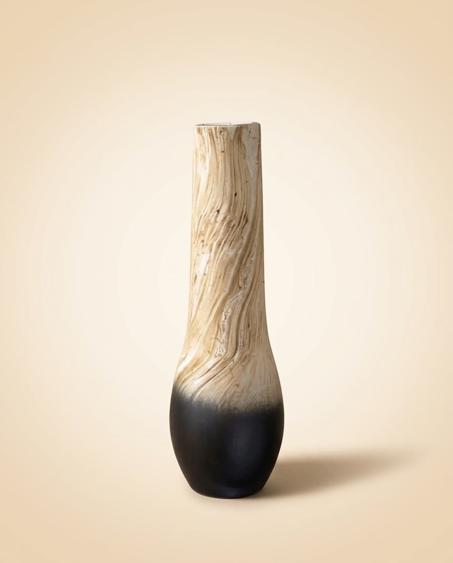 Marbled Black-Dipped Slim Vase