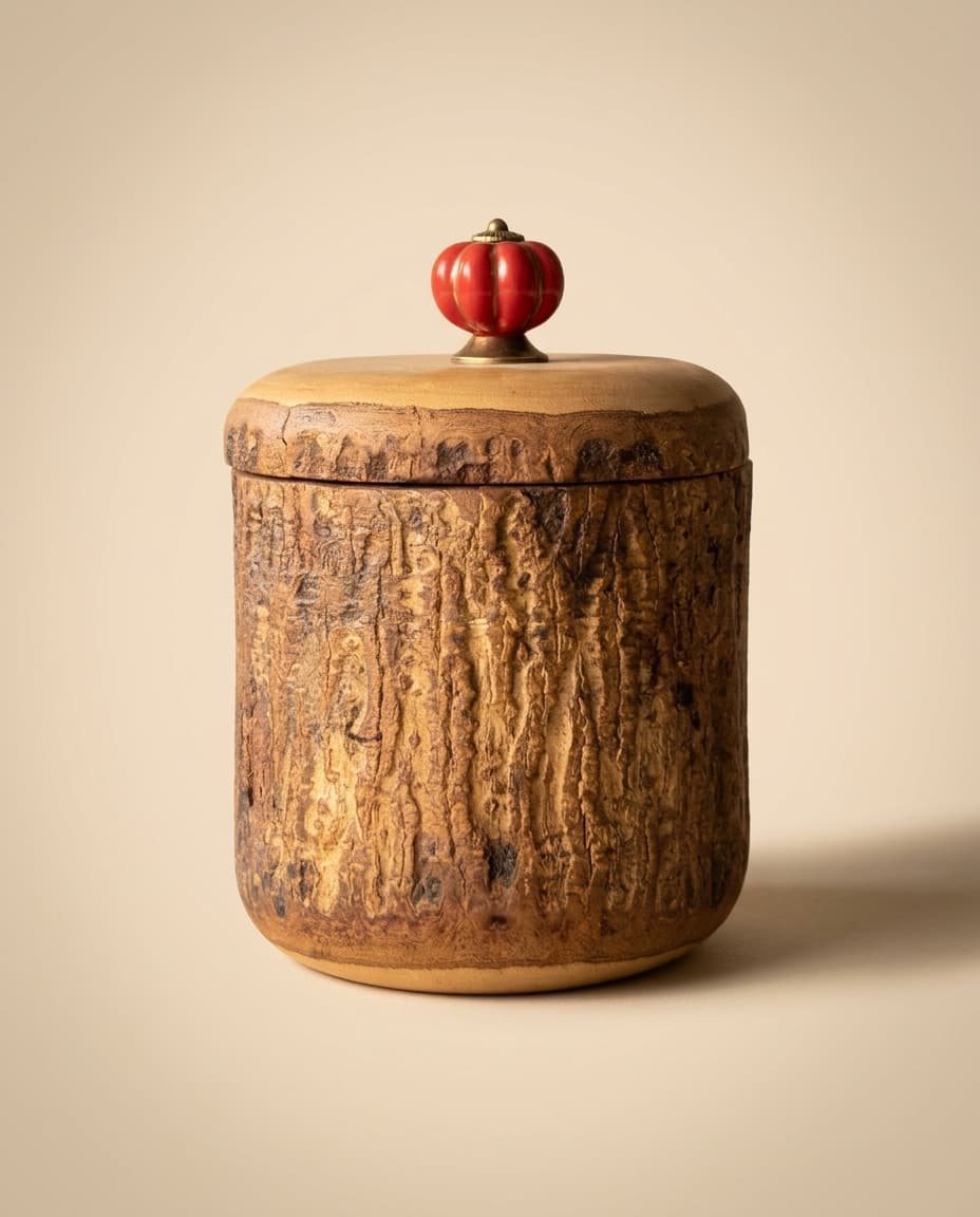 Bark Cylinder Canister (ceramic knob)