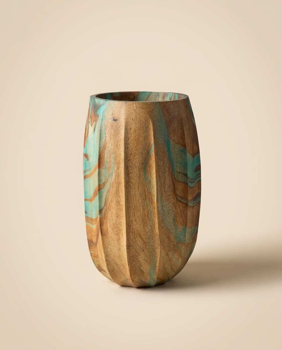 Turquoise Faceted Barrel Vase