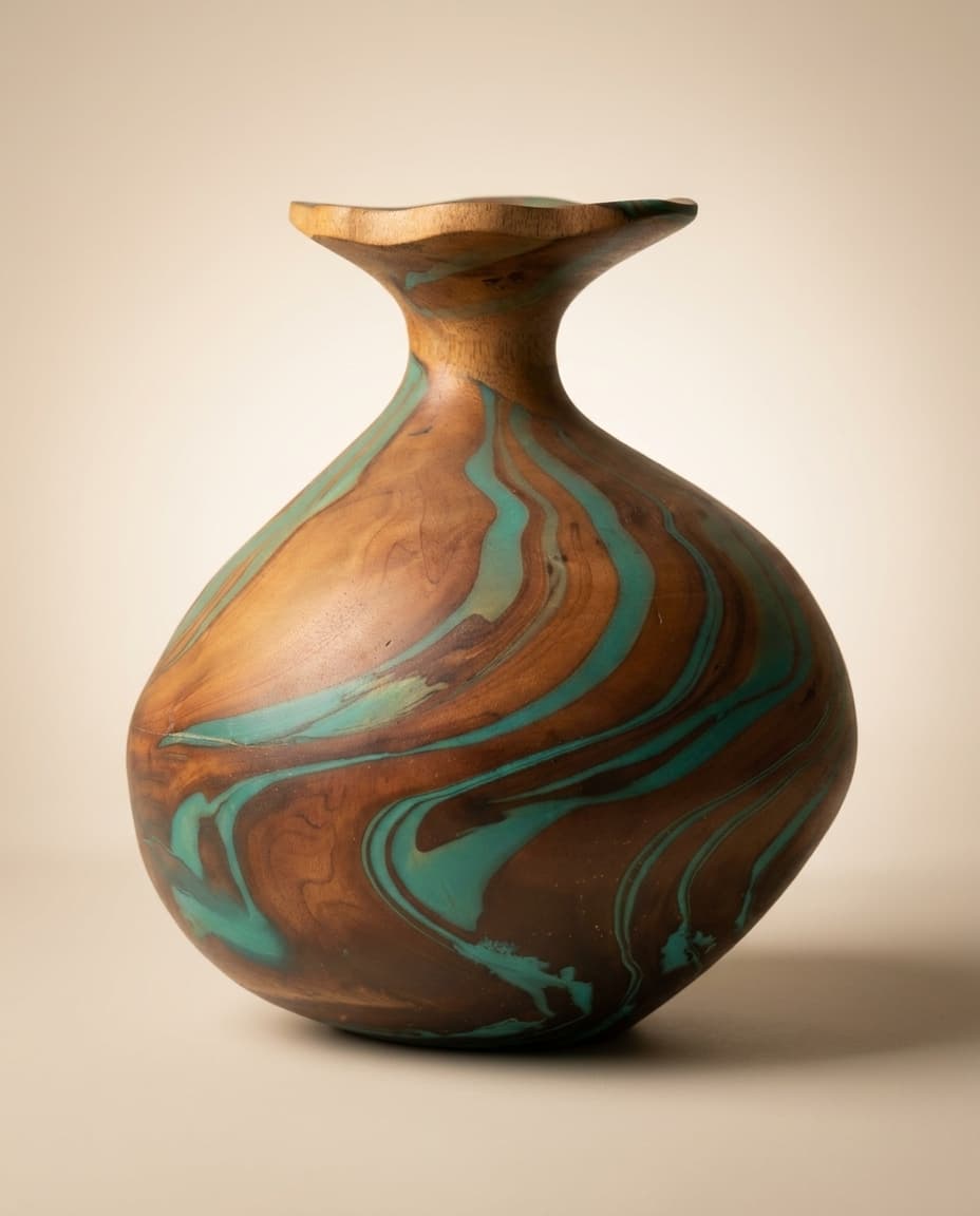 Turquoise Flared-Lip Round Vase