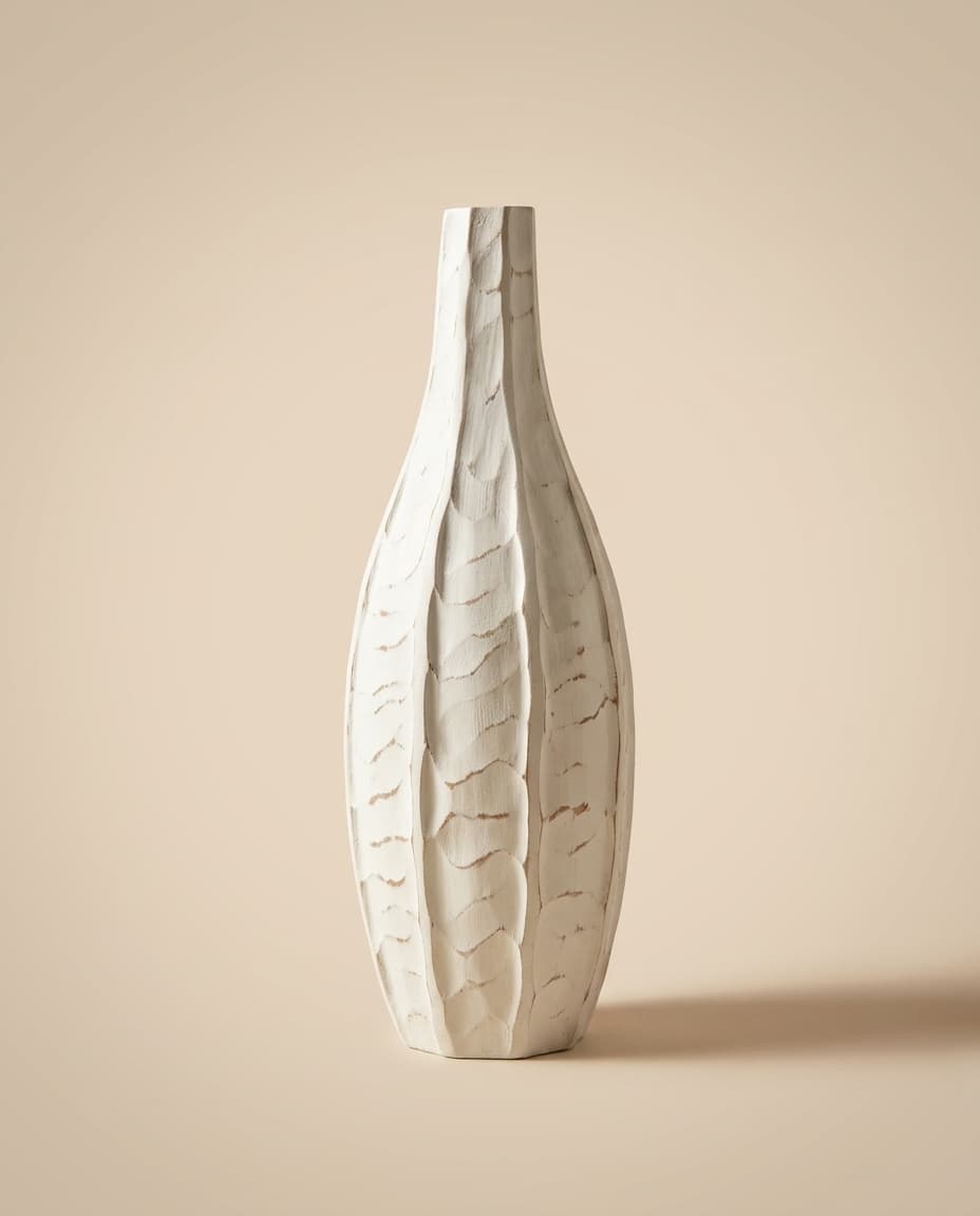 White Carved Slim Bottle Vase